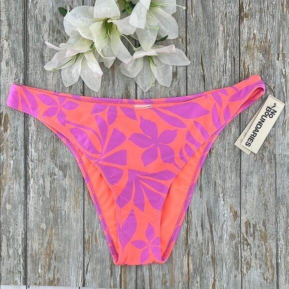 Floral High Leg Bikini Swim Bottoms Size L - Picture 1 of 9